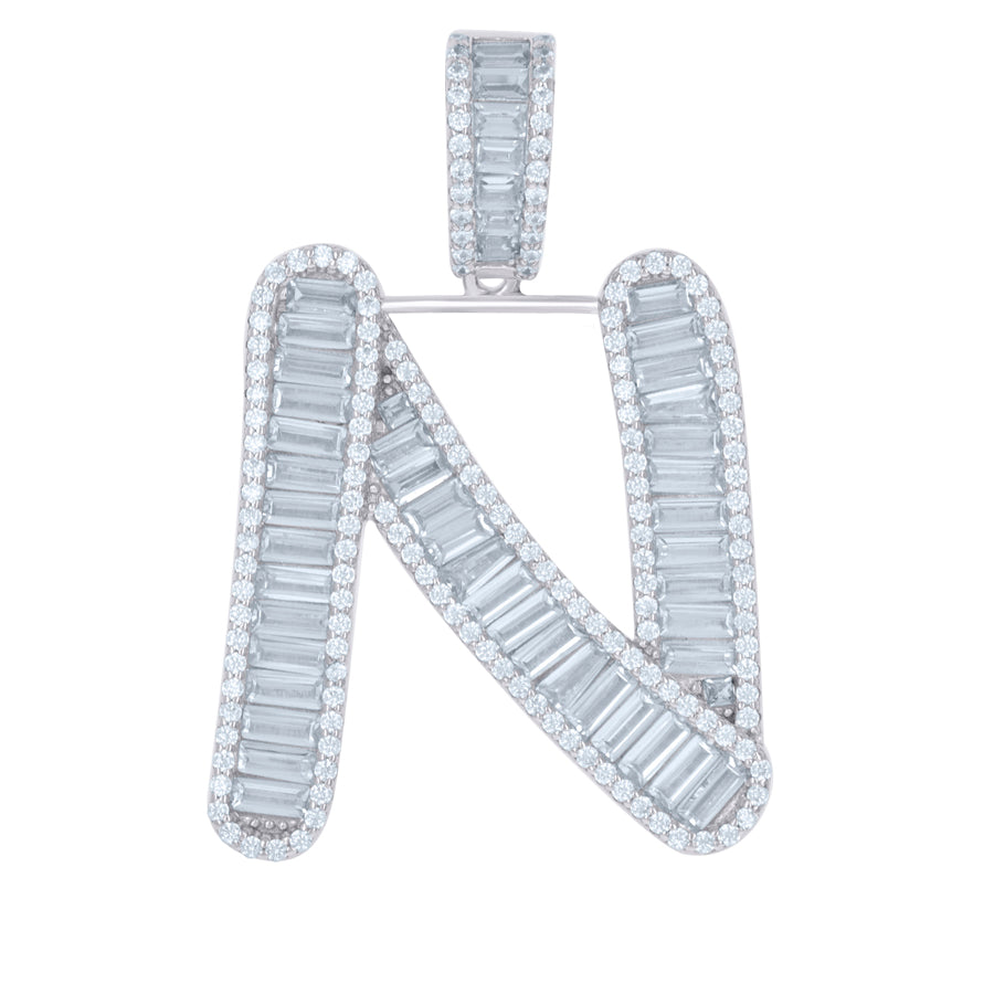 925 Sterling Silver Initial Pendant "N"