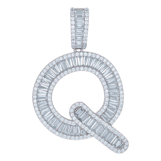925 Sterling Silver Initial Pendant "Q"