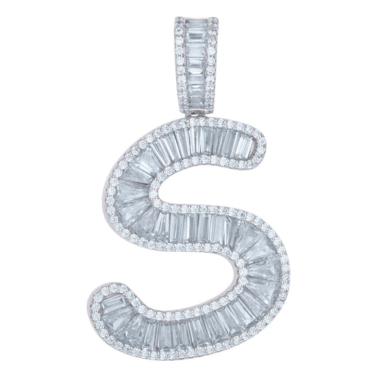 925 Sterling Silver Initial Pendant "S"