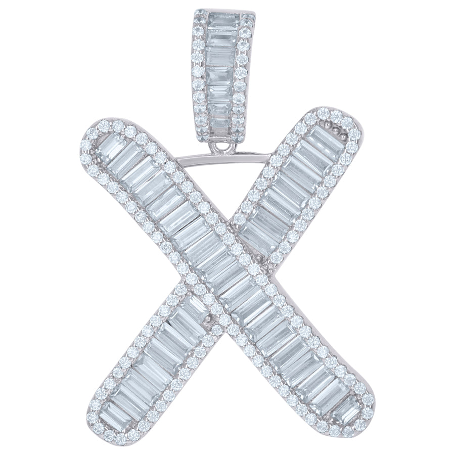 925 Sterling Silver Initial Pendant "X"