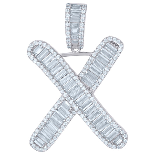 925 Sterling Silver Initial Pendant "X"