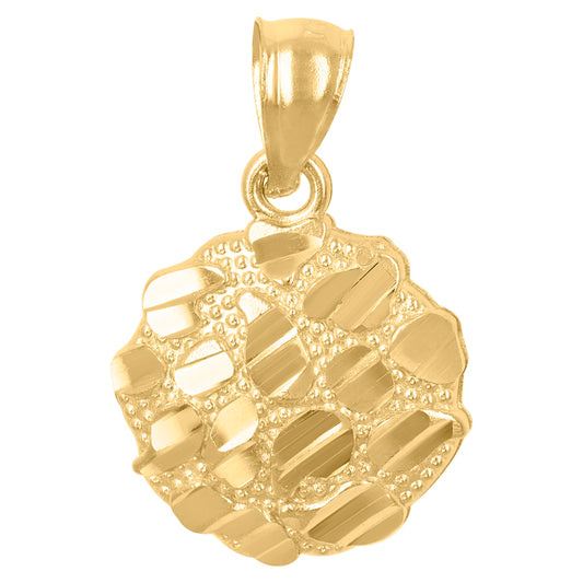 10Kt Gold Round Nugget Pendant