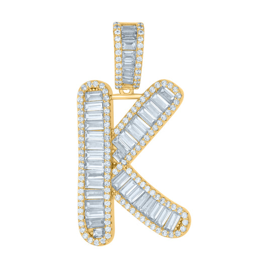 925 Sterling Silver Initial Pendant "K"