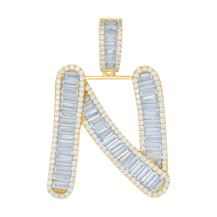 925 Sterling Silver Initial Pendant "N"