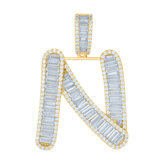 925 Sterling Silver Initial Pendant "N"