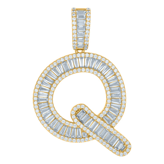 925 Sterling Silver Initial Pendant "Q"
