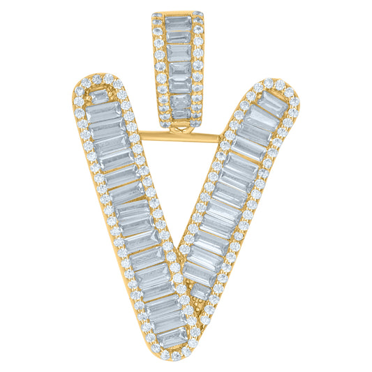 925 Sterling Silver Initial Pendant "V"