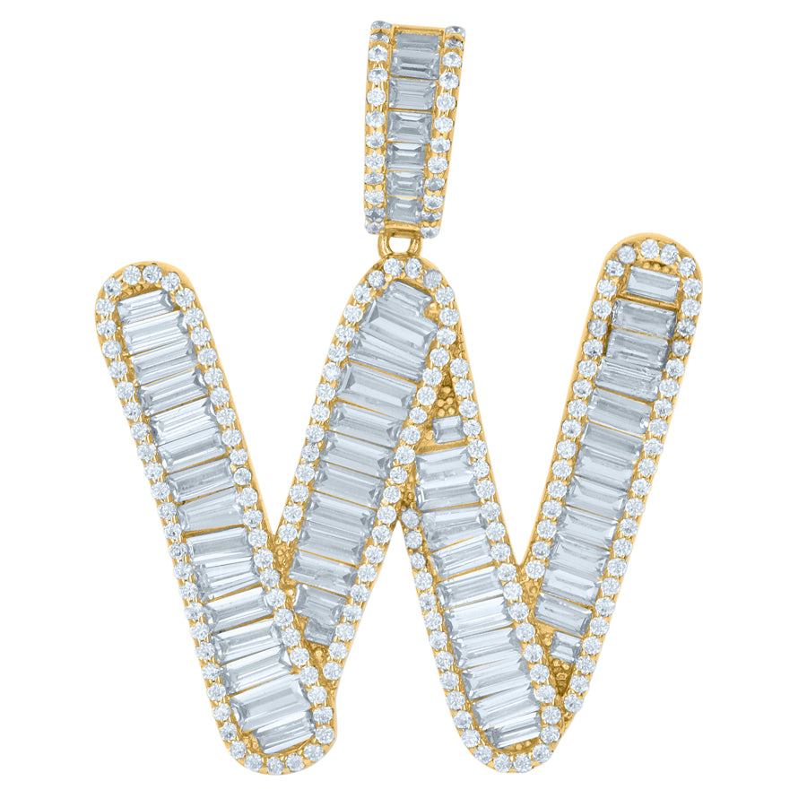 925 Sterling Silver Initial Pendant "W"