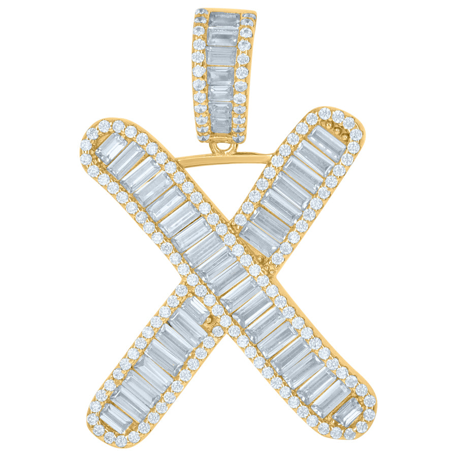 925 Sterling Silver Initial Pendant "X"