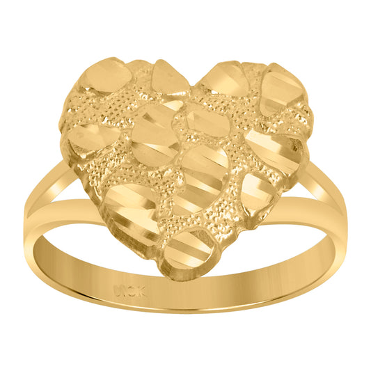 10Kt Gold Heart Nugget Ring
