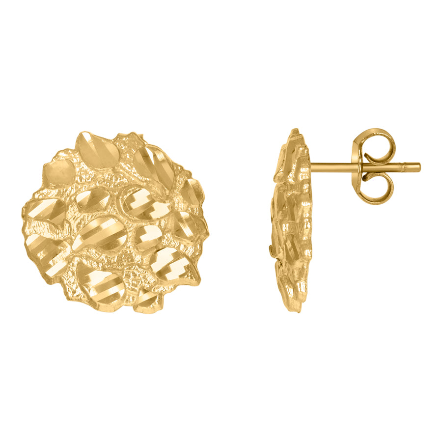 10Kt Gold Round Nugget Earrings