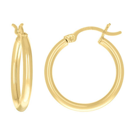 10Kt Gold 2mm Plain Hoop Earrings