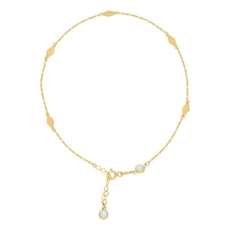 10Kt Gold Anklet 10" (9"+1")