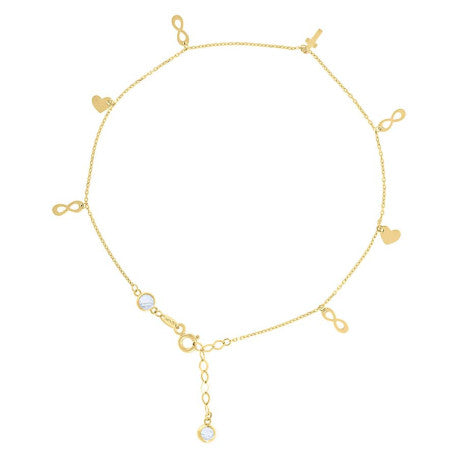 10Kt Gold Anklet 10" (9"+1")