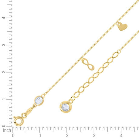 10Kt Gold Anklet 10" (9"+1")