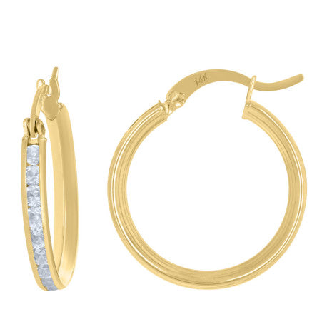 10Kt Gold Cz Earrings 19Mm