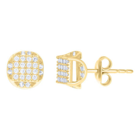 10Kt Gold Cz Earrings 8Mm
