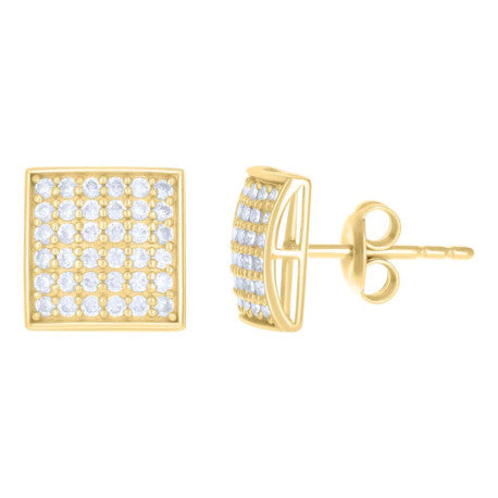 10Kt Gold Cz Earrings 9.5Mm