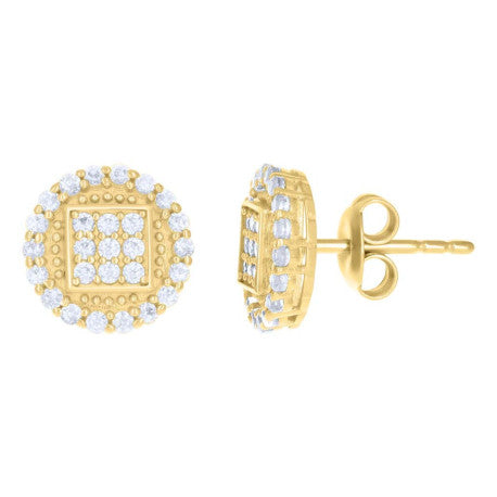 10Kt Gold Cz Earrings 9.5Mm