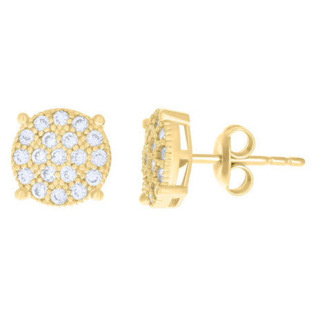 10Kt Gold Cz Earrings 9Mm