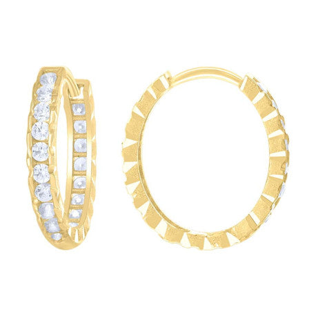 10Kt Gold Cz Hoop Earring