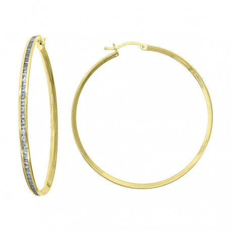 10Kt Gold Cz Hoop Earrings