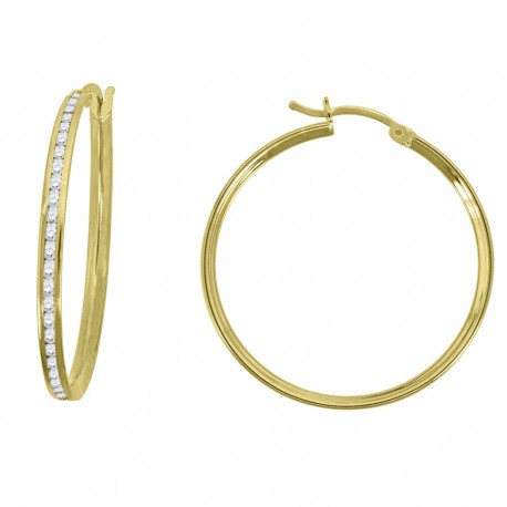 10Kt Gold Cz Hoop Earrings