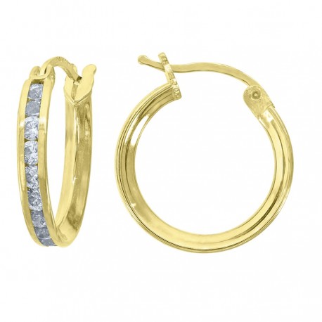 10Kt Gold Cz Hoop Earrings