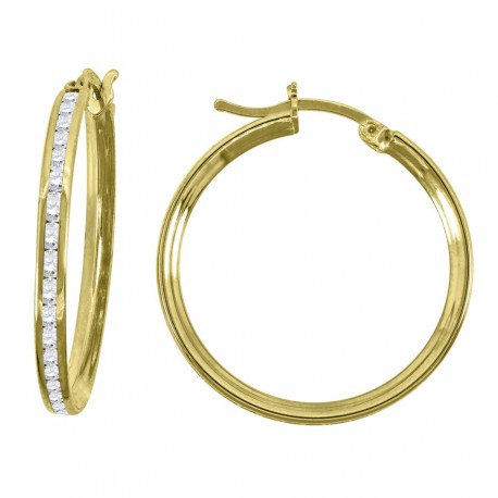 10Kt Gold Cz Hoop Earrings