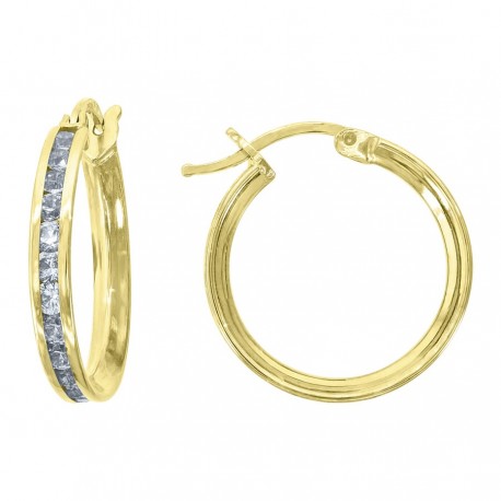 10Kt Gold Cz Hoop Earrings