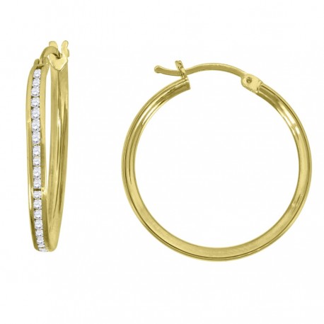 10Kt Gold Cz Hoop Earrings