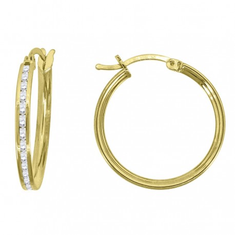10Kt Gold Cz Hoop Earrings