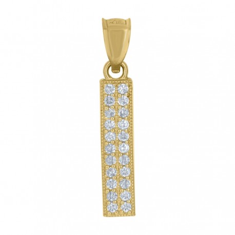 10Kt Gold Cz Initial "I" Letter Pendant