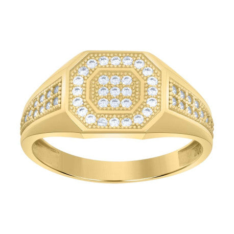 10Kt Gold Cz Men'S Ring