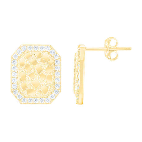 10Kt Gold Cz Nugget Earring