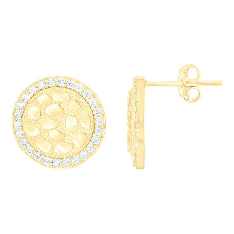 10Kt Gold Cz Nugget Earring
