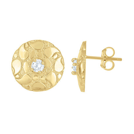10Kt Gold Cz Nugget Earring