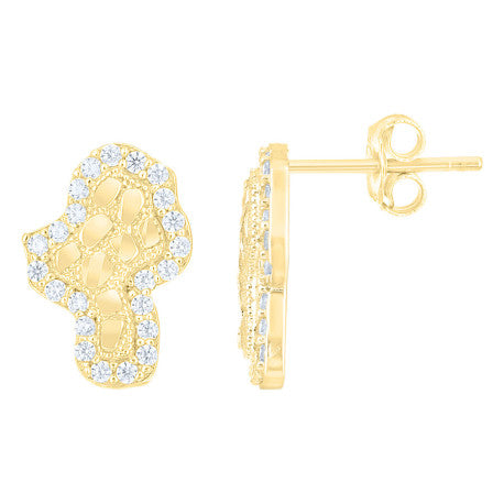 10Kt Gold Cz Nugget Earring