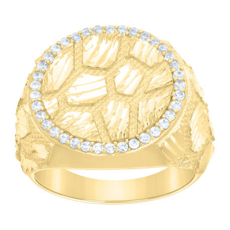 10Kt Gold Cz Nugget Ring