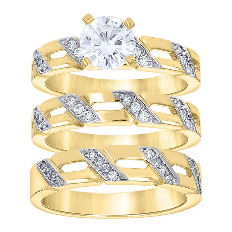 10Kt Gold Cz Trio Ring