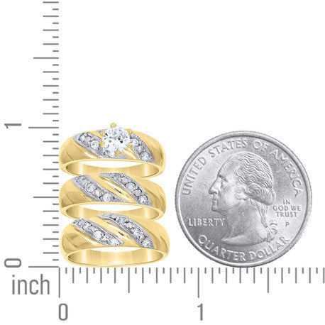 10Kt Gold Cz Trio Ring