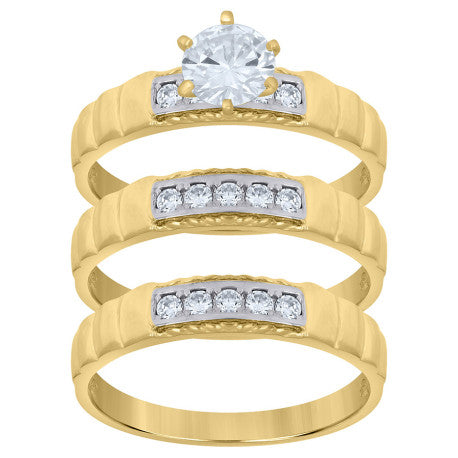 10Kt Gold Cz Trio Ring