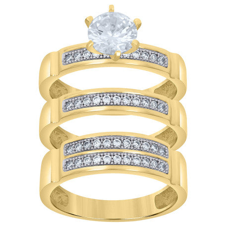 10Kt Gold Cz Trio Ring