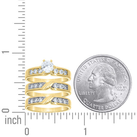 10Kt Gold Cz Trio Ring