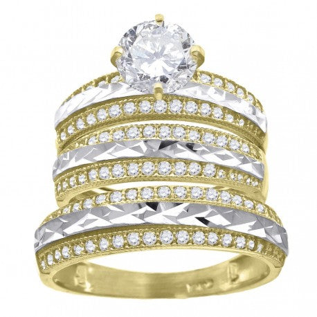 10Kt Gold Cz Trio Ring