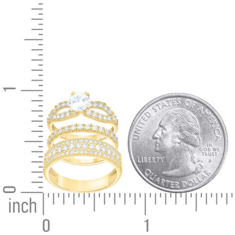 10Kt Gold Cz Trio Ring