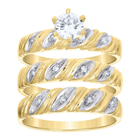 10Kt Gold Cz Trio Ring