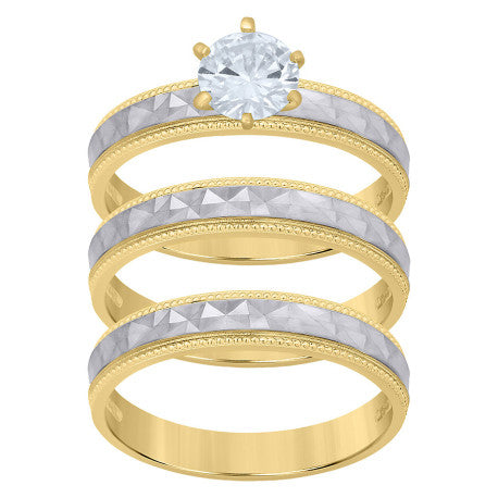 10Kt Gold Cz Trio Ring