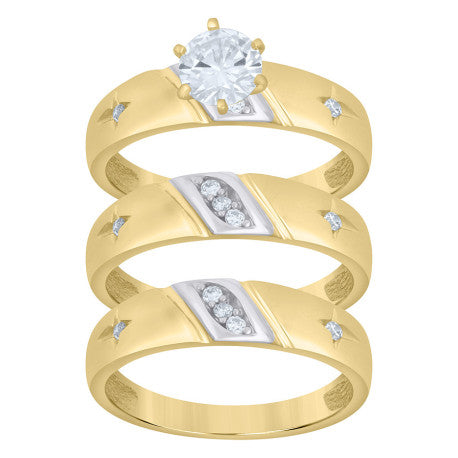 10Kt Gold Cz Trio Ring