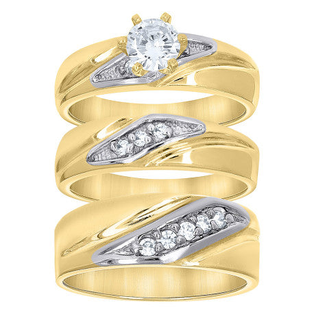 10Kt Gold Cz Trio Ring